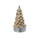 Pack De 2 Unidades - Vela De Cera En Forma De Pino Dorada Con Brillantina, 9,2x9,2cm.