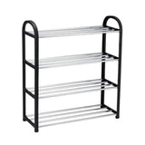 Pack De 2 Unidades - Zapatero De 4 Baldas, Negro Y Aluminio, 50 X 18.5 X 57 Cm
