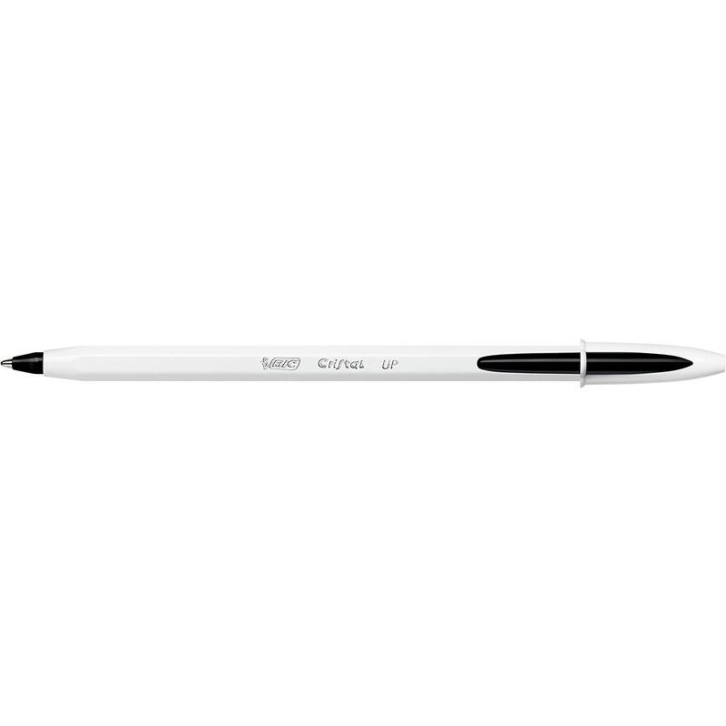 Pack De 20 Unidades Bic Cristal Up Boligrafo De Bola - Punta De 1.2mm - Tinta Con Base De Aceite - Cuerpo Blanco - Color Negro