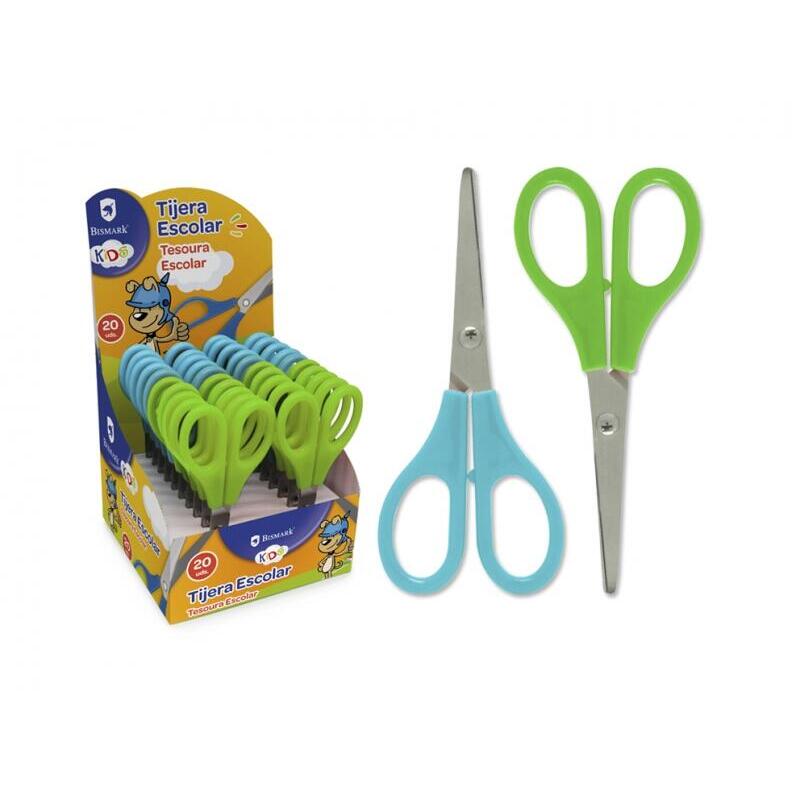 Pack De 20 Unidades Bismark Expositor Kids De 20 Tijera Escolar - Mangos En Plastico - Punta Roma - Surtido