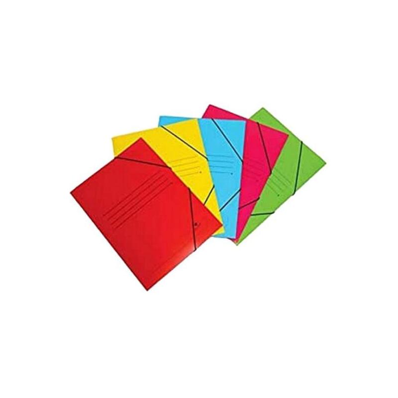 Pack De 20 Unidades Mariola Carpeta Con Gomas 3 Solapas Folio C/Etiqueta En Lomo Cartón 500gr Similprespam Rojo