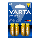 Pack De 20 Unidades - Pila Alkalina Varta Aa - Lr06 Longlife (Blister 4 Unid.) Ø14,5x50,5mm