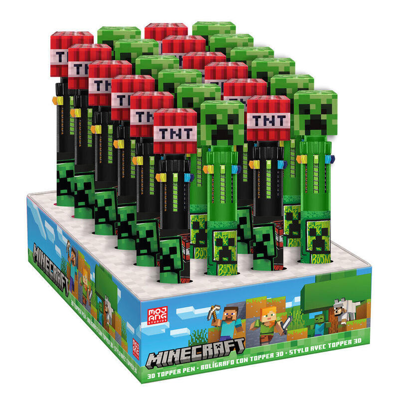 Pack De 24 Unidades - Boligrafo 10 Colores Topper 3d Minecraft Surtido