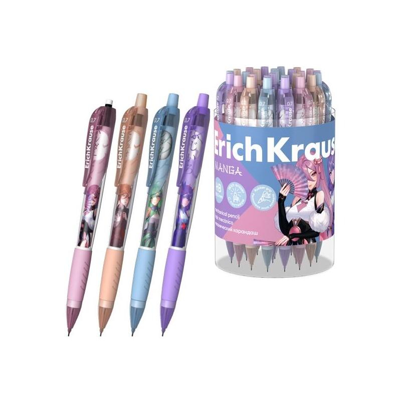Pack De 24 Unidades Erichkrause Manga Portaminas - Mina Hb De 0.7mm - Agarre De Goma - Ergonomico - Colores Surtidos