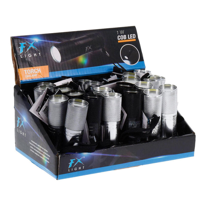 Pack De 24 Unidades - Linterna Led Mini De Aluminio, 3 X Aaa (No Incluidas), Colores Surtidos, Ø25 X 85 Mm