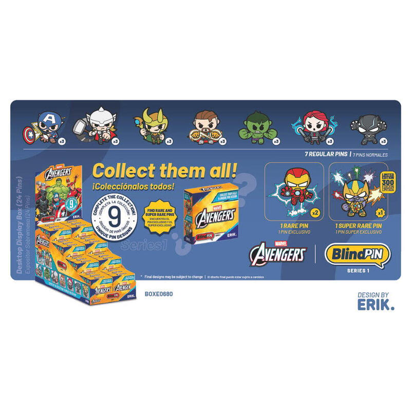 Pack De 24 Unidades - Pin Misterioso Coleccionable Los Vengadores Avengers Marvel Blindpin