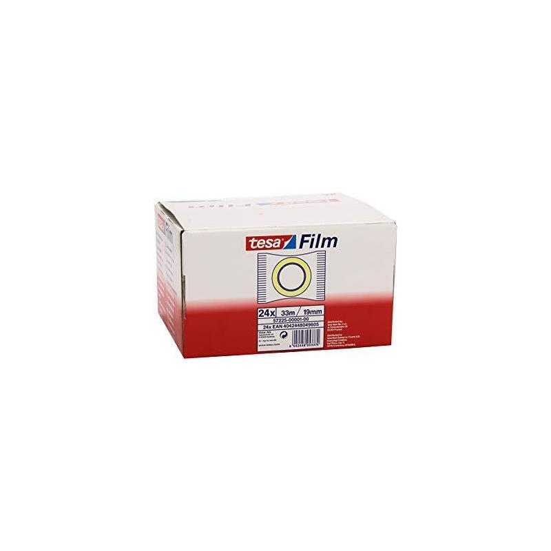 Pack De 24 Unidades Tesa Film Cinta Adhesiva Transparente Standard Flowpack Rollo 19mm X 33m