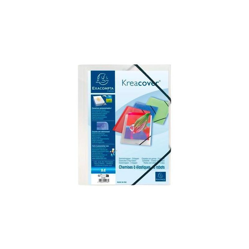 Pack De 25 Unidades Exacompta Carpeta Con Gomas Kreacover 3 Solapas A4 Polipropileno Translúcido Incoloro