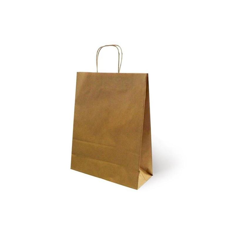 Pack De 25 Unidades Fama Bolsa De Asa Retorcida 125gr 15x8x21cm Papel Kraft