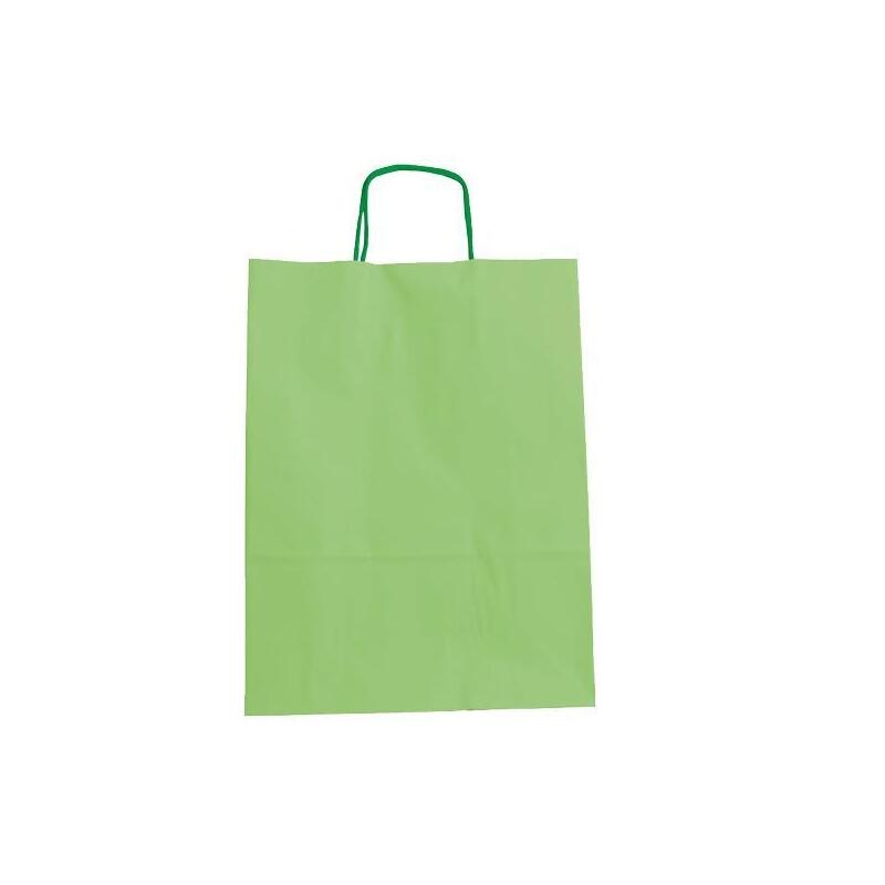 Pack De 25 Unidades Fama Bolsa De Asa Retorcida 125gr 15x8x21cm Papel Verde Claro