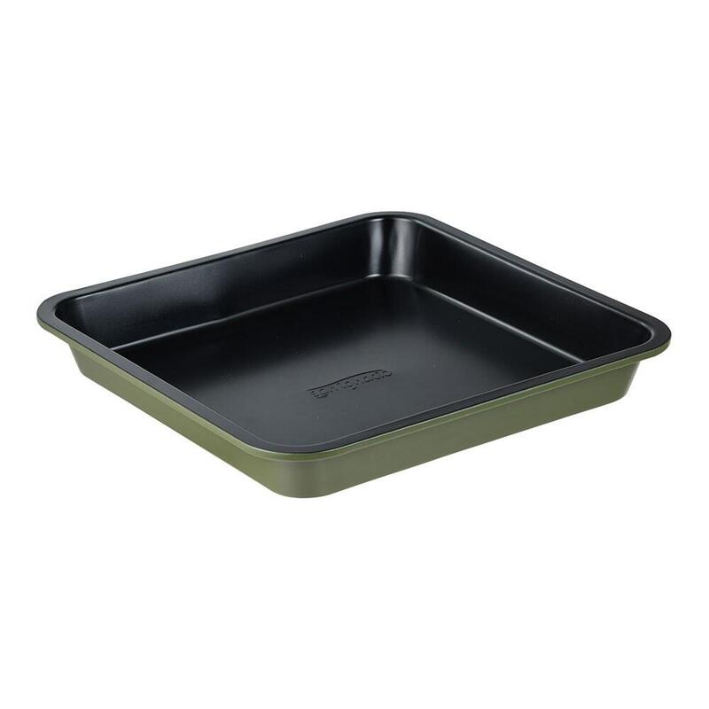 Pack De 3 Unidades - Bandeja Cuadrada De Acero Al Carbono, Para Horno, Experto, Verde Oliva, 26 X 26 X 3,5 Cm