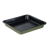 Pack De 3 Unidades - Bandeja Cuadrada De Acero Al Carbono, Para Horno, Experto, Verde Oliva, 26 X 26 X 3,5 Cm