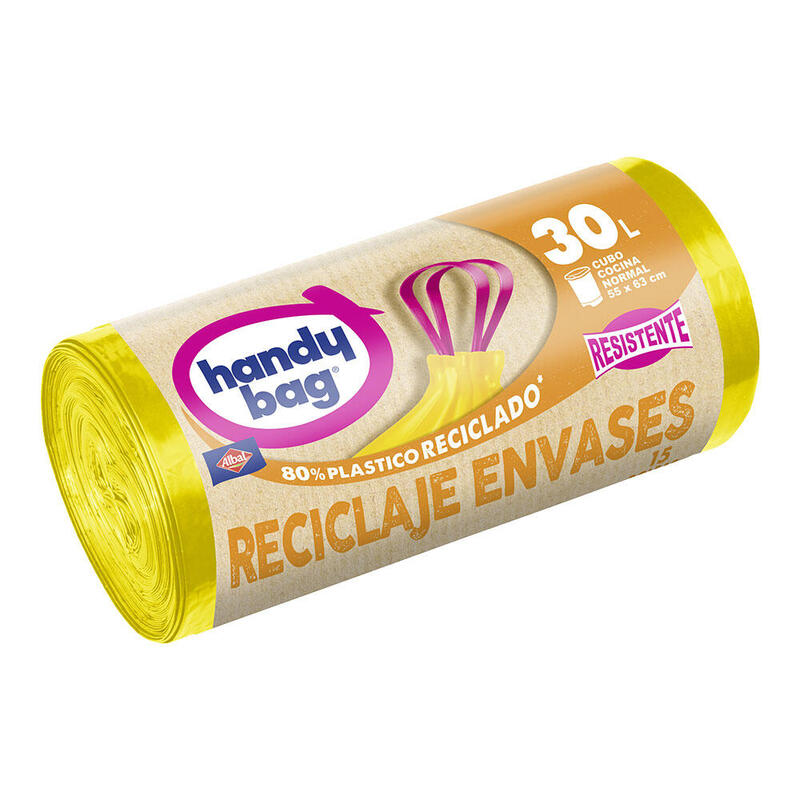 Pack De 3 Unidades - Bolsa Basura Albal Handy Bag Amarilla 30l.15uds (55x60cm)