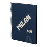 Pack De 3 Unidades - Cuaderno A5, Con Espiral, Tapa Dura, 80 Hojas Cuadriculadas, Azul