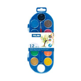 Pack De 3 Unidades - Estuche Con 12 Pastillas De Acuarelas Ø30mm + 1 Pincel Milan