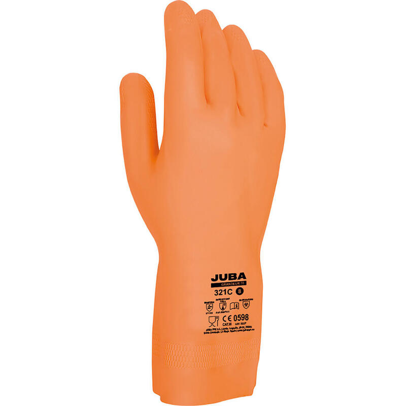 Pack De 3 Unidades - Guante De Trabajo Látex/Neopreno Naranja Talla 8 Juba