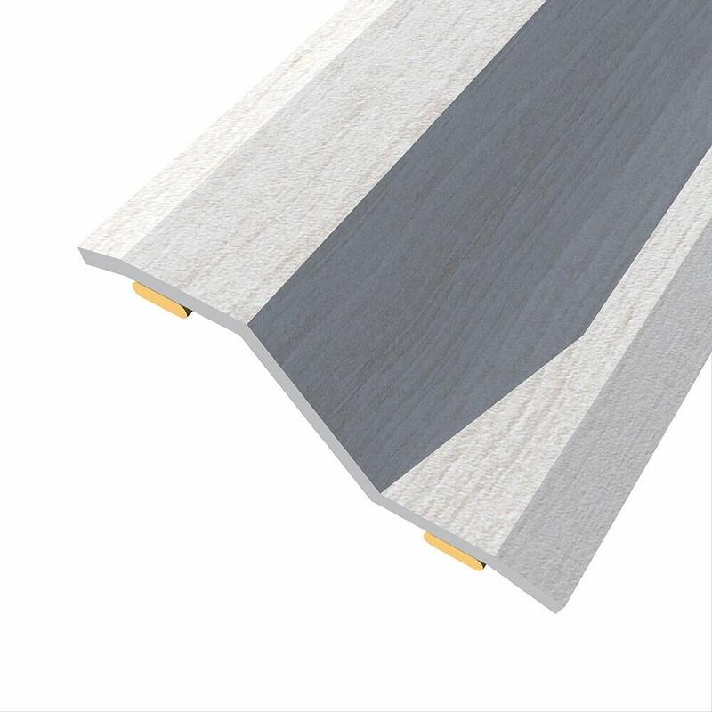 Pack De 3 Unidades - Junta De Acero Para Desnivel 8-14 Mm, Adhesiva, Flooring, Roble Gris, 83 X 3,6 Cm