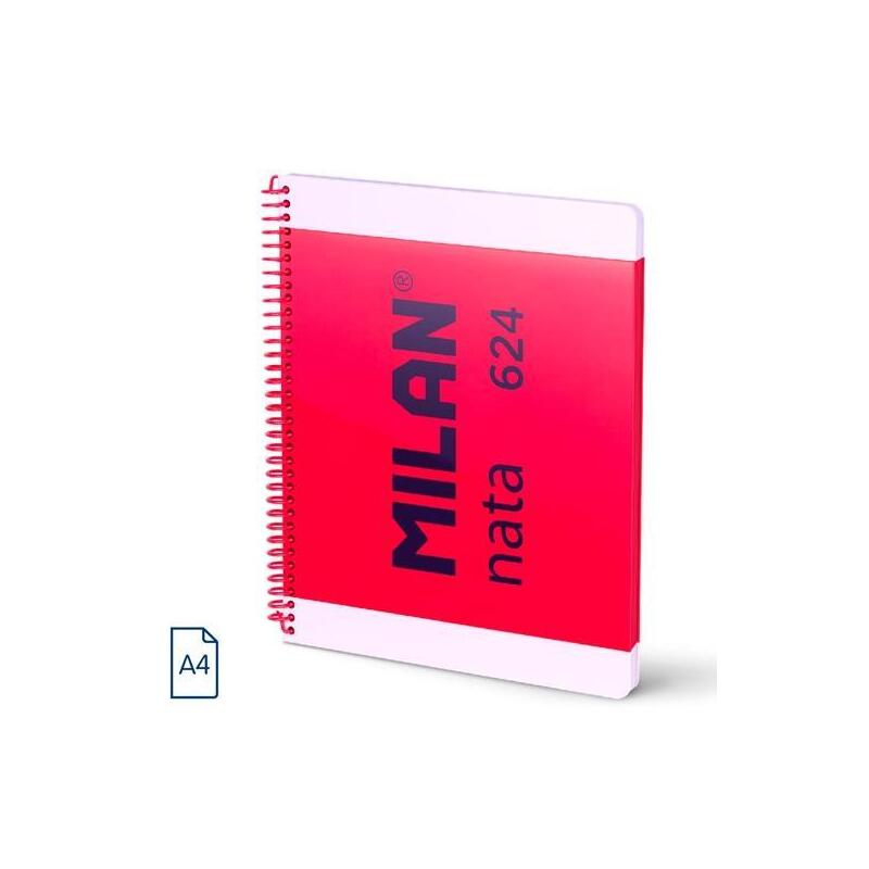Pack De 3 Unidades Milan Cuaderno Espiral A4 80h 95gr 5x5mm Tapa Dura Colección Nata® 624 Since 1918 Rosa