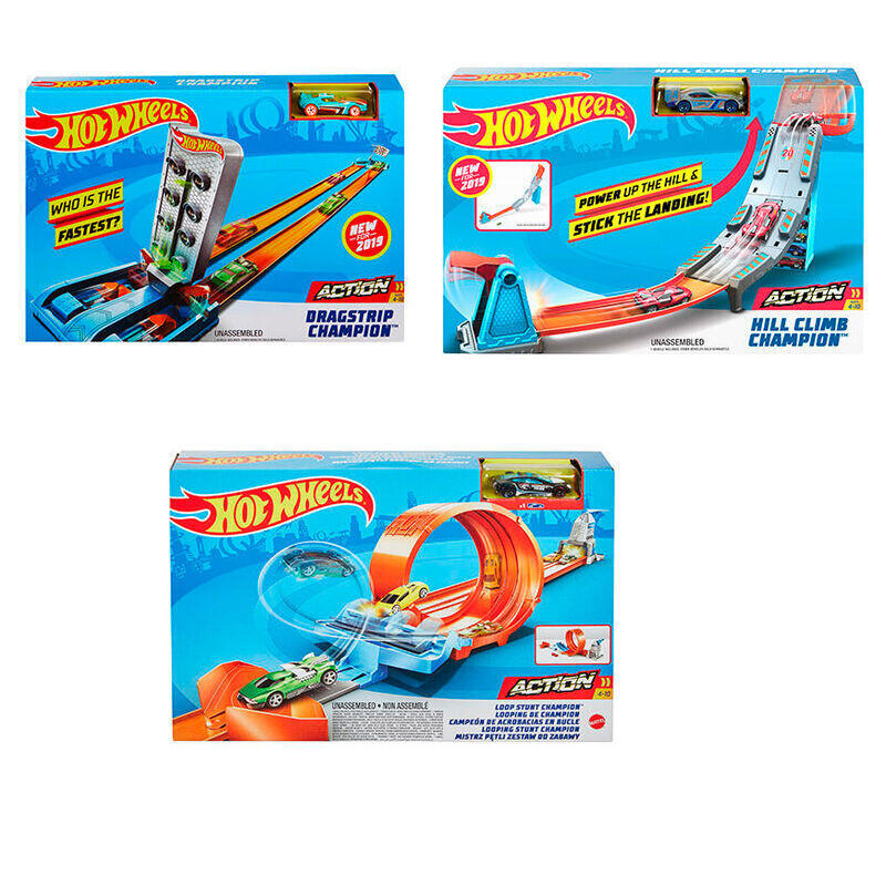 Pack De 3 Unidades - Pista Campeonato De Velocidad Hot Wheels Surtido