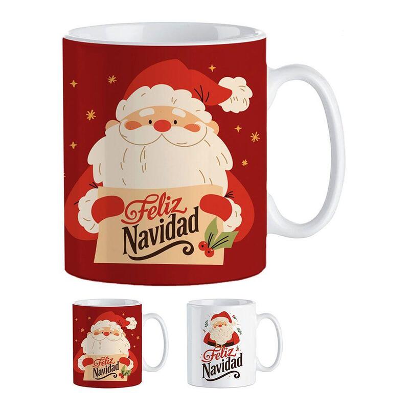 Pack De 3 Unidades - Taza Papa Noel 300 Ml En Caja Regalo, Modelos Variados