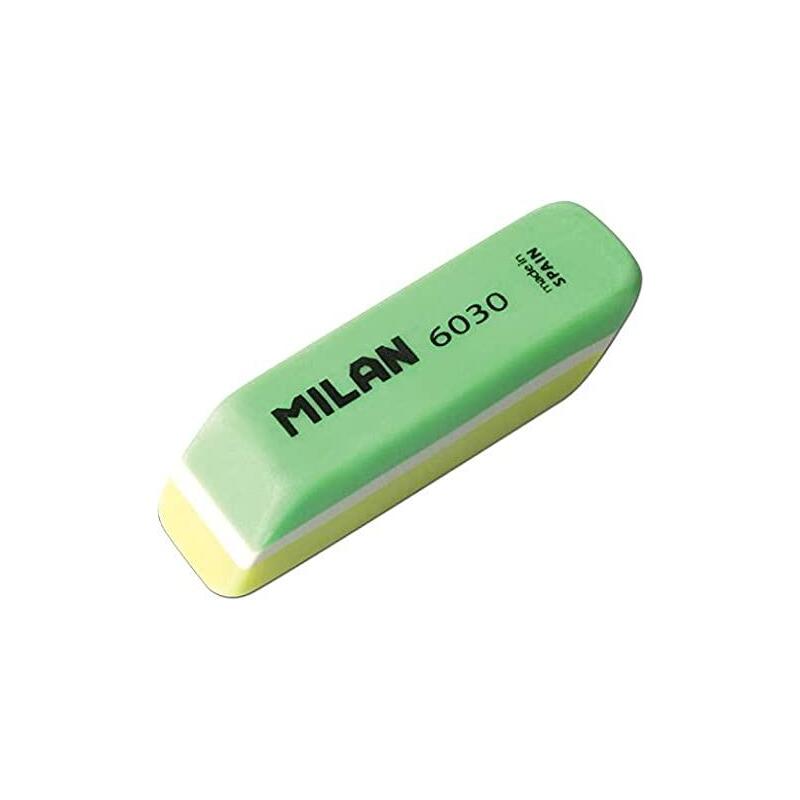 Pack De 30 Unidades Milan Nata 6030 Goma De Borrar Biselada Bicolor - Plastico - No Daña El Papel - Colores Surtidos
