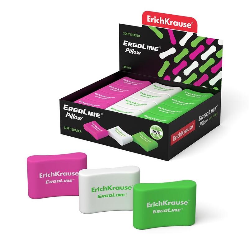 Pack De 36 Unidades Erichkrause Ergoline Pillow - Borrador Suave De Forma Ergonomica - Fabricado De Caucho Termoplastico Hipoalergenico - Ecologico Y Moderno - Libre De Impurezas - No Contiene Pvc - Color Negro
