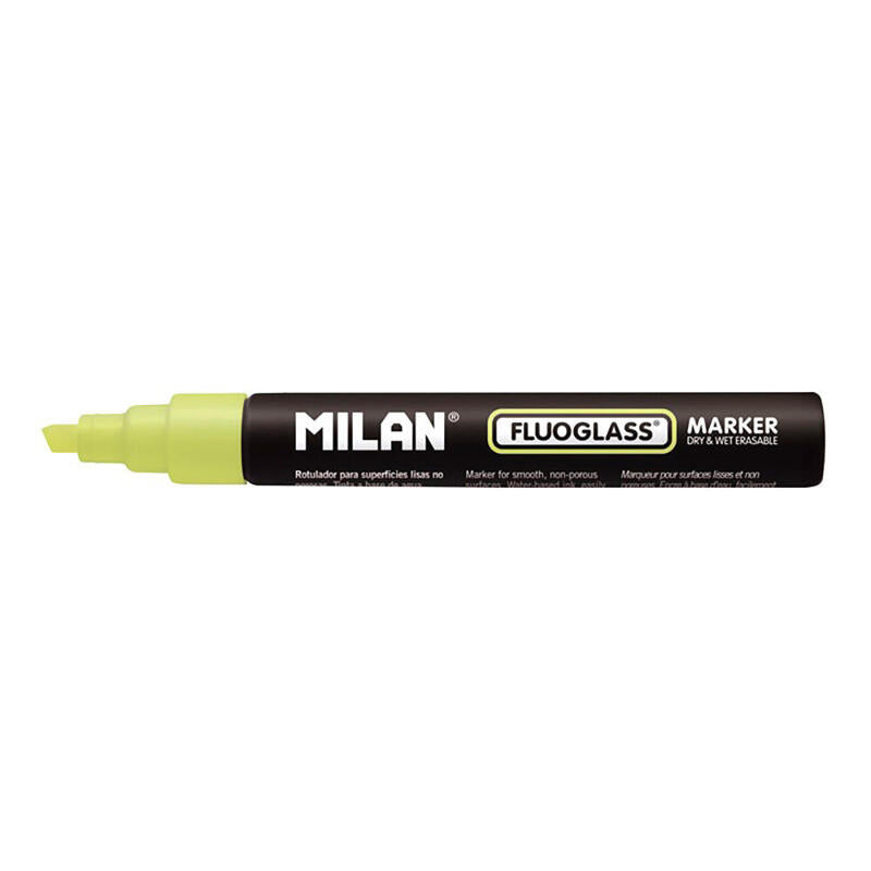 Pack De 4 Unidades - Blister Con Rotulador Amarillo Fluoglass 2 - 4mm Milan