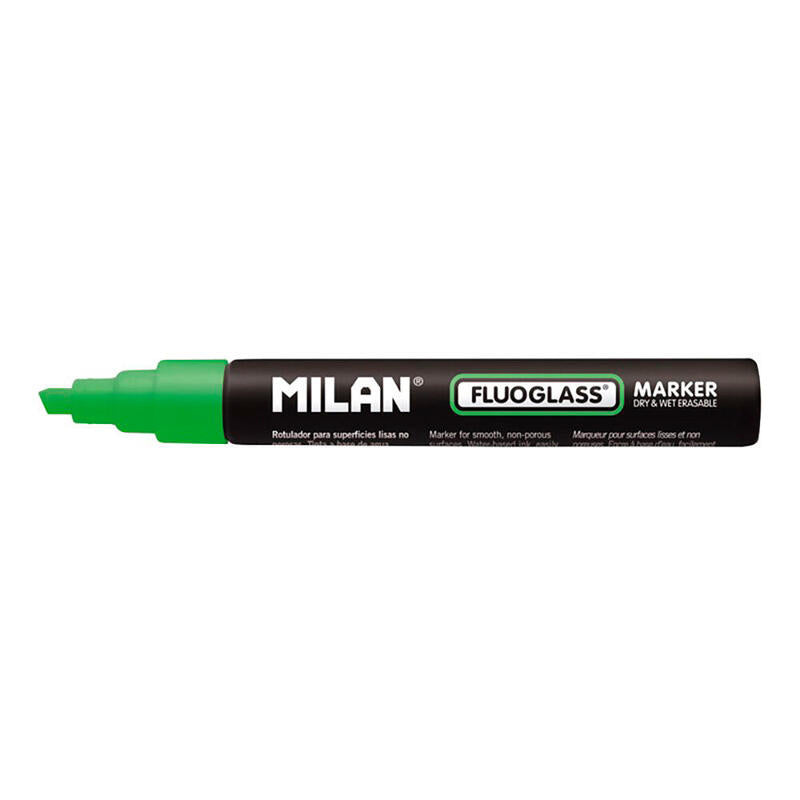 Pack De 4 Unidades - Blister Con Rotulador Verde Fluoglass 2 - 4mm Milan