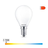 Pack De 4 Unidades - Bombilla Esferica Led E14 4,3w 470lm 2700k Luz Calida Ø4,5x8,2cm Philips