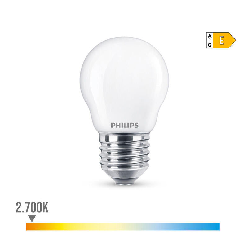 Pack De 4 Unidades - Bombilla Esferica Led E27 6,5w 806lm 2700k Luz Calida Ø4,5x7,8cm Philips