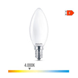 Pack De 4 Unidades - Bombilla Vela Led E14 4,3w 470lm 4000k Luz Dia Philips