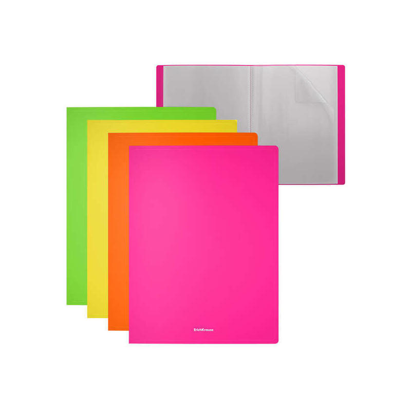 Pack De 4 Unidades Erichkrause Carpetas Con Fundas Matt Neon - 40 Fundas - Tamaã±O A4 - Surtido Colores (4 Pcs En