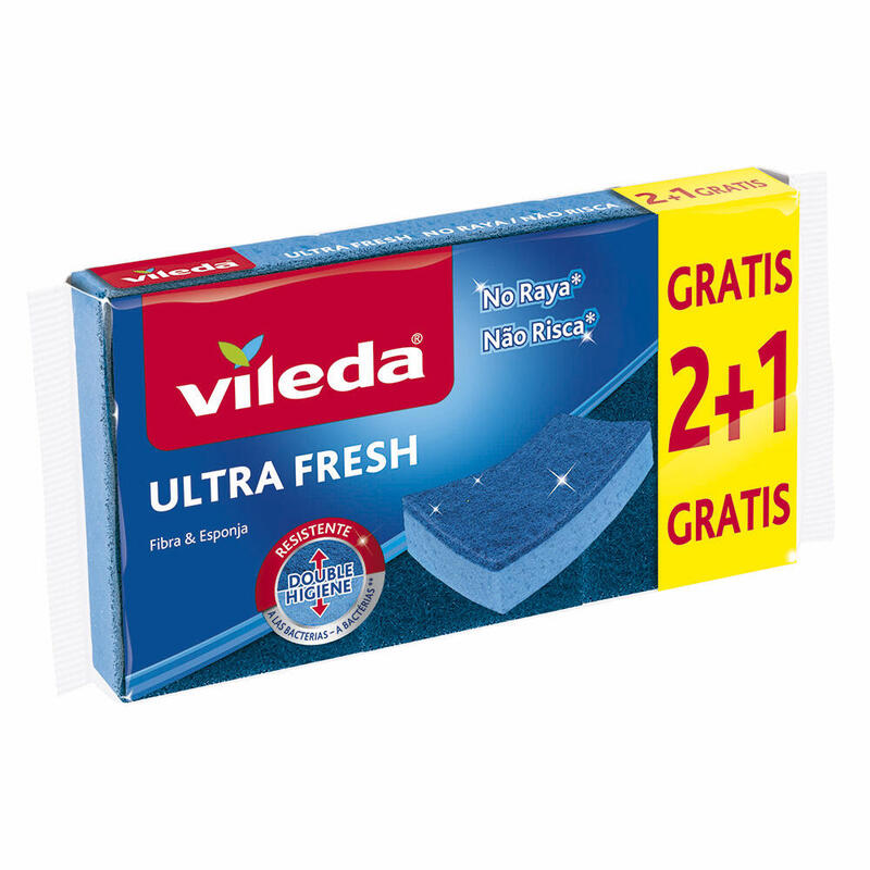 Pack De 4 Unidades - Estropajo Ultra Fresh No Raya Con Esponja 2+1 166459 Vileda