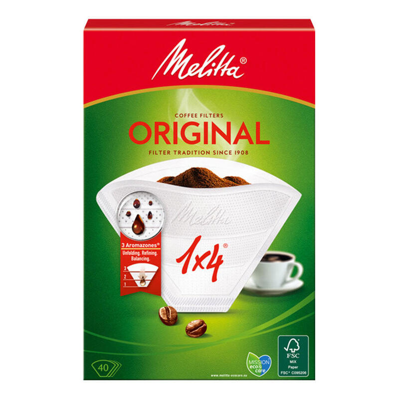 Pack De 4 Unidades - Filtro Café 1-4 Tazas 40 Unid. Melitta
