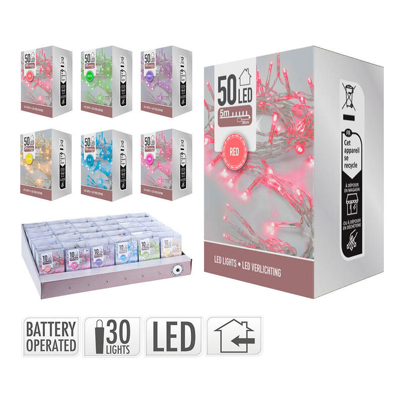 Pack De 4 Unidades - Guirnalda 10 Led Colores Pasteles 5 M, Colores Surtidos