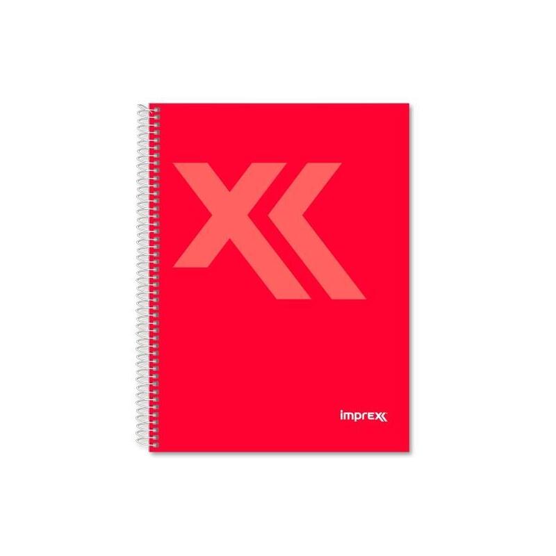 Pack De 4 Unidades Imprex Cuaderno Espiral Tapa Forrada A5 80h 90gr 4x4 Rojo