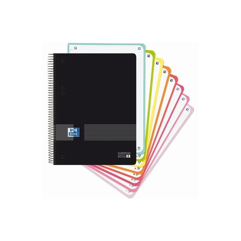 Pack De 4 Unidades Oxford Cuaderno Europeanbook 8 Live&Go Multiasignatura A5+ 160h 5x5 T/Plástico Negro