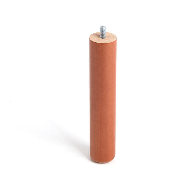 Pack De 4 Unidades - Pata De Madera Cilíndrica De Haya En Color Cerezo Mod.434. Dimensiones Ø5x25cm Rei