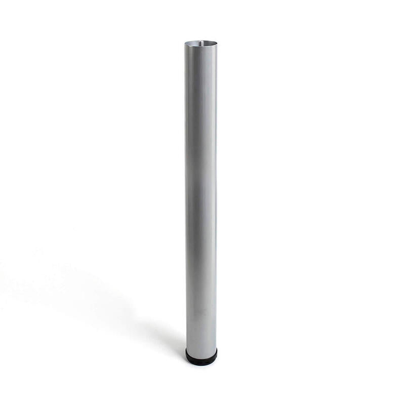 Pack De 4 Unidades - Pata Regulable Cilíndrica De Acero En Color Aluminio Mod.406g. Altura 71cm Rei