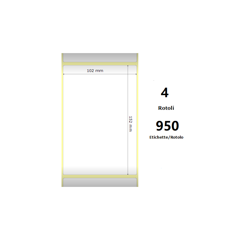 Pack De 4 Unidades White 102x152mm 950 Et/Rotolo Z-2000d 4x6x3 Core 4 Rolls