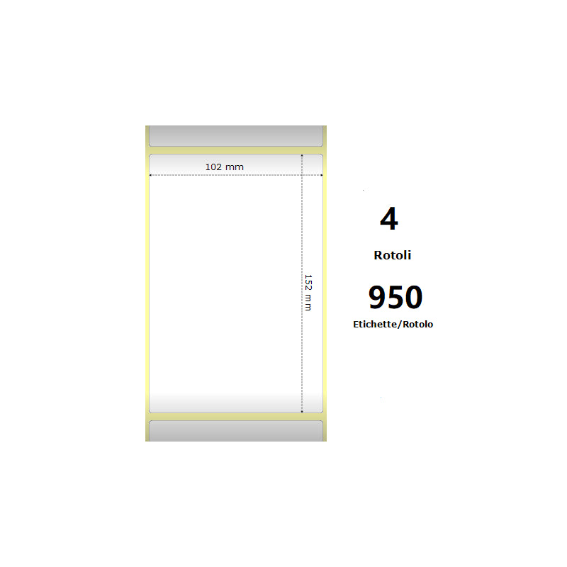 Pack De 4 Unidades White 102x152mm 950 Et/Rotolo Z-2000d 4x6x3 Core 4 Rolls