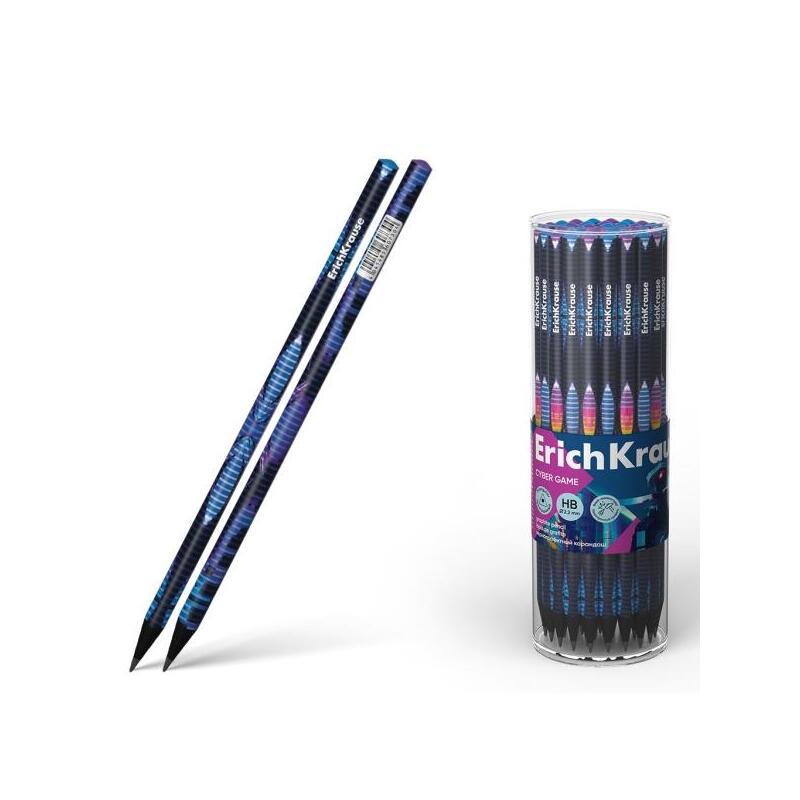 Pack De 42 Unidades Erichkrause Cyber ??Game Lapiz De Grafito Triangular Hb - Mina De 2.2mm - 2 Diseños Surtidos