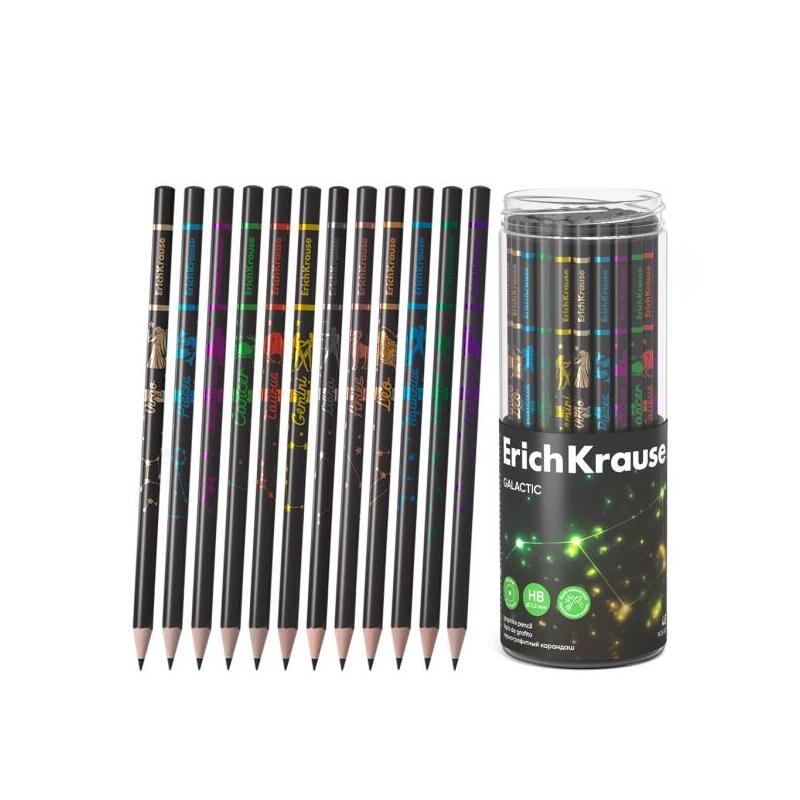 Pack De 48 Unidades Erichkrause Galactic Lapiz De Grafito - Mina Hb - Cuerpo Redondo - Faciles De Difuminar - Colores