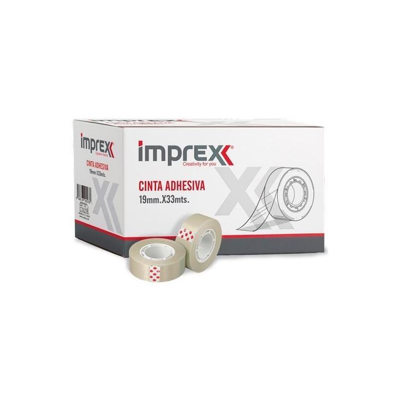 Pack De 48 Unidades Imprex  Cinta Adhesiva Transparente Rollo 19mm X 33m En Bolsita