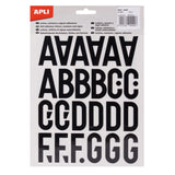 Pack De 5 Unidades Apli Letras De Palo Mayusculas Adhesivas - Altura 40mm - Pack De 5 Hojas - Color Negro - Facil Identificacion Y Señalizacion