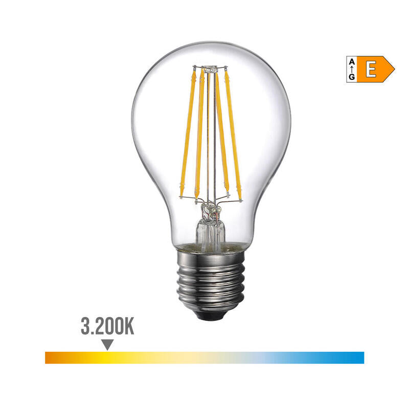 Pack De 5 Unidades - Bombilla Standard Con Filamento De Led E27 6w 800lm 3200k Luz Calida Ø6x10,6cm Edm