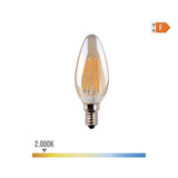 Pack De 5 Unidades - Bombilla Vela Con Filamento De Led Cristal Vintage E14 4,5w 400lm 2000k Luz Calida Ø3,5x9,8cm Edm