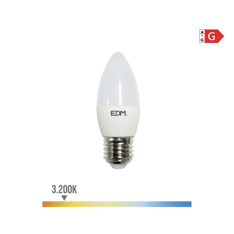 Pack De 5 Unidades - Bombilla Vela Led E27 5w 400lm 3200k Luz Calida Ø3,6x10,3cm Edm