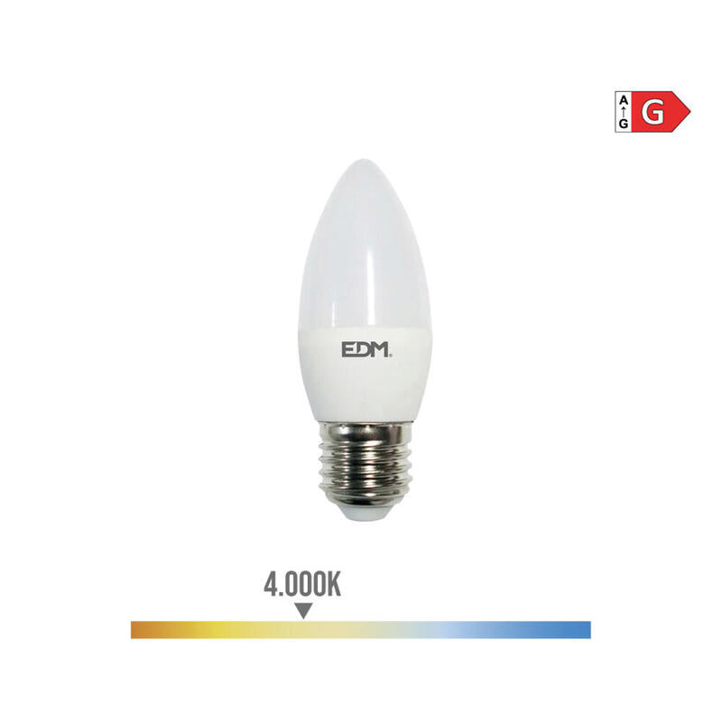 Pack De 5 Unidades - Bombilla Vela Led E27 5w 400lm 4000k Luz Dia Ø3,6x10,3cm Edm
