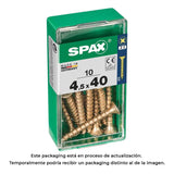 Pack De 5 Unidades - Caja 10 Unid. Tornillo Madera Cabeza Plana Yellox 4,5x40mm Spax